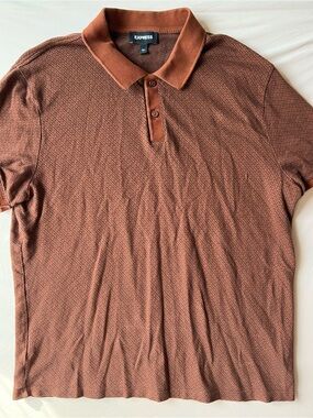 Express Men's Burnt Orange Textured Polo